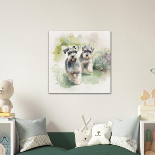 Two Miniature Schnauzers Playing