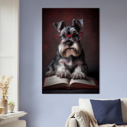 Miniature Schnauzer "Smarty Schnauzer" Premium Wall Art for Dog lovers, Available on Canvas, Poster or Frame Pictures