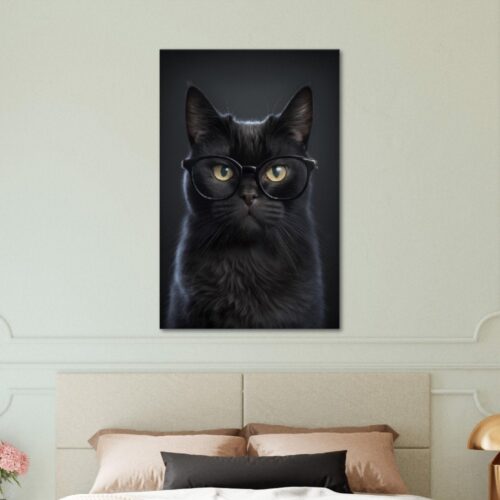 "Mystery & Grace" Black Cat With Glasses Wall Art "Mystery & Grace" Black Cat With Glasses Wall Art