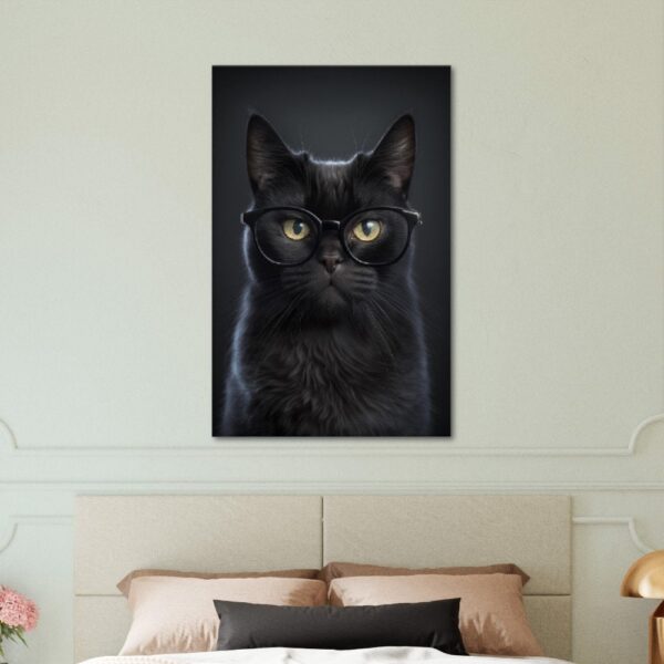 "Mystery & Grace" Black Cat With Glasses Wall Art