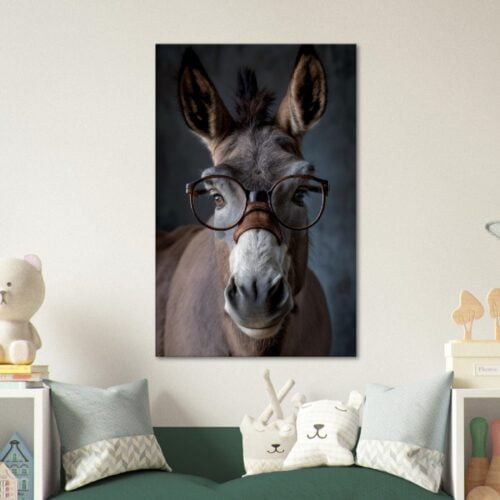 Donkey  "Framed with Fun" Premium Wall Art for donkey lovers, Available for Canvas, Poster or Frame Pictures