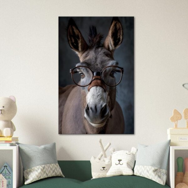 Donkey  "Framed with Fun" Premium Wall Art for donkey lovers, Available for Canvas, Poster or Frame Pictures