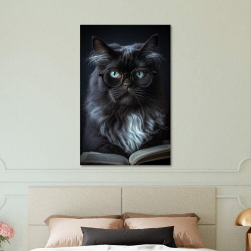 "Midnight Majesty” Black Cat With Glasses Wall Art "Midnight Majesty” Black Cat With Glasses Wall Art