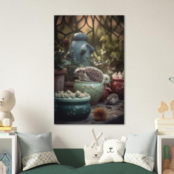 Digital Hedgehog Print : Hedgehog Hurdles Scene