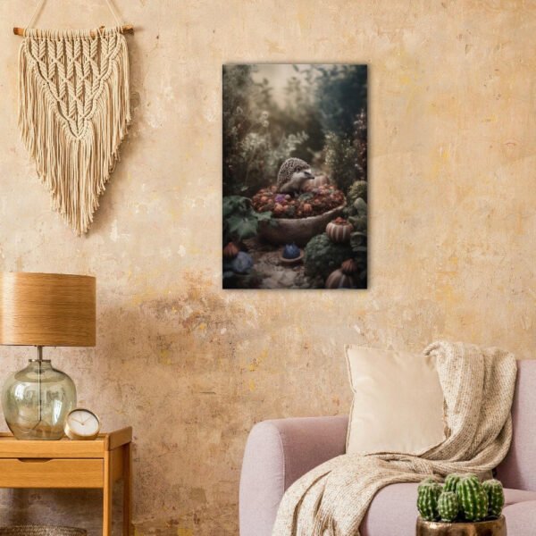 Digital Hedgehog Print : Prickly Gardener Scene Digital Hedgehog Print : Prickly Gardener Scene