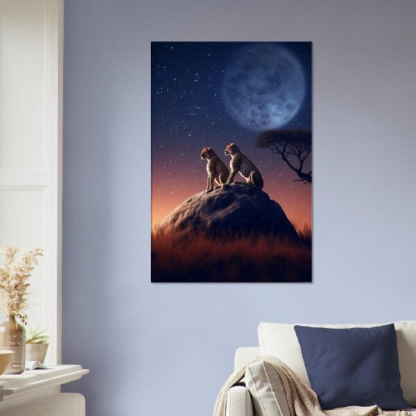 Cheetah Night Time Scene Artwork #01 - Stunning Canvas or Poster Print for Animal Lovers