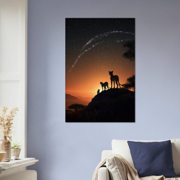 Cheetah Night Time Scene Artwork #03 - Stunning Canvas or Poster Print for Animal Lovers