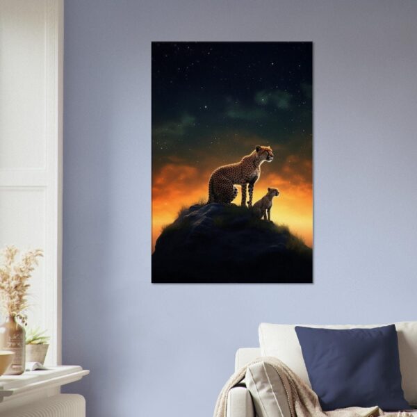 Cheetah Night Time Scene Artwork #02 - Stunning Canvas or Poster Print for Animal Lovers