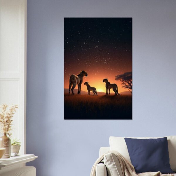 Cheetah Night Time Scene Artwork #04 - Stunning Canvas or Poster Print for Animal Lovers