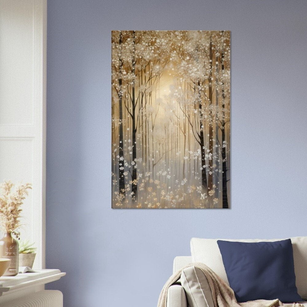 A Winter Forest 01 : Gustav Klimt Style Canvas Print 1 A Winter Forest 01 : Gustav Klimt Style Canvas Print
