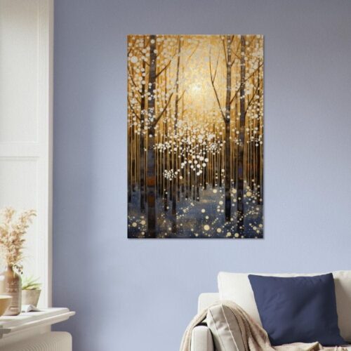 A Winter Forest 03 : Gustav Klimt Style Canvas Print 1 A Winter Forest 03 : Gustav Klimt Style Canvas Print