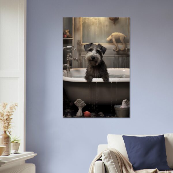 A dog in a bath A dog in a bath