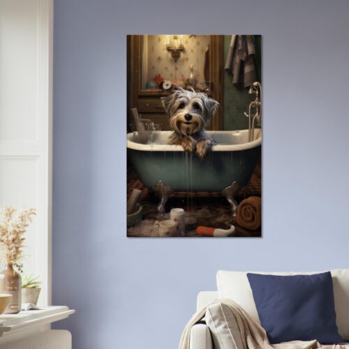 A dog in a bath A dog in a bath