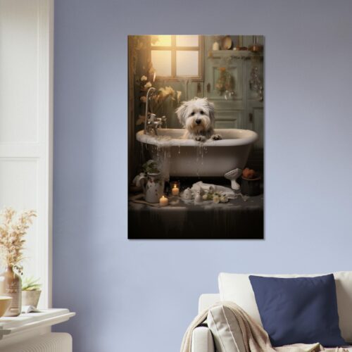 A dog in a bath A dog in a bath