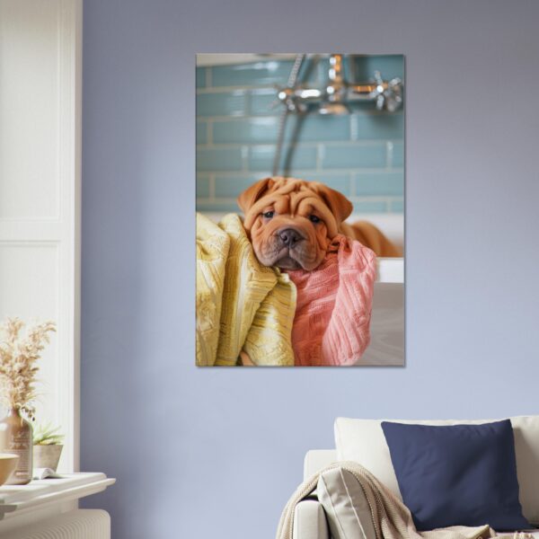 A dog in a bath A dog in a bath