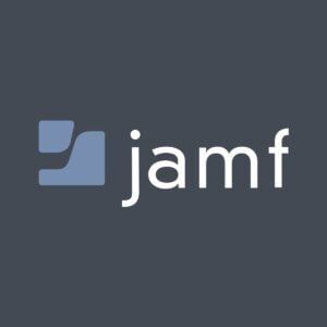 Logo of Jamf with two overlapping geometric shapes on the left and the word "jamf" in lowercase letters on a dark grey background, seamlessly representing how you can upload log files with Jamf Pro.